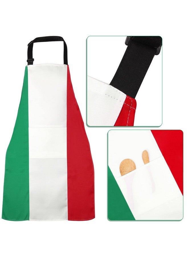 Satinior Syhood SATINIOR Italian Apron and Chef Hat for Women Men Italian Costume Fabric Bib Italy Flag Apron with Pocket Red Green Italy Gifts for Adult Kitchen Baking Pizza Cooking Party Decor - Image 4