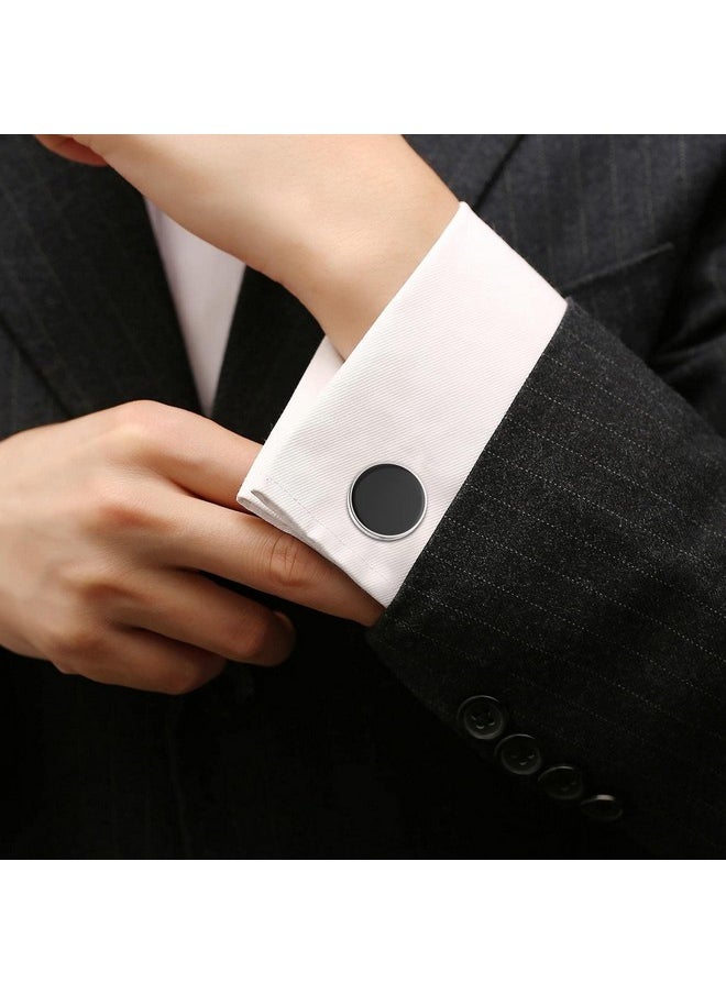 UHIBROS - Cufflinks For Men, 316L Stainless Steel Tuxedo Shirt Cuff Links Accessories, Unique Business Groom Wedding Black Silver Gold Jewelry For Son, Father, Husband, Boyfriend - Image 1