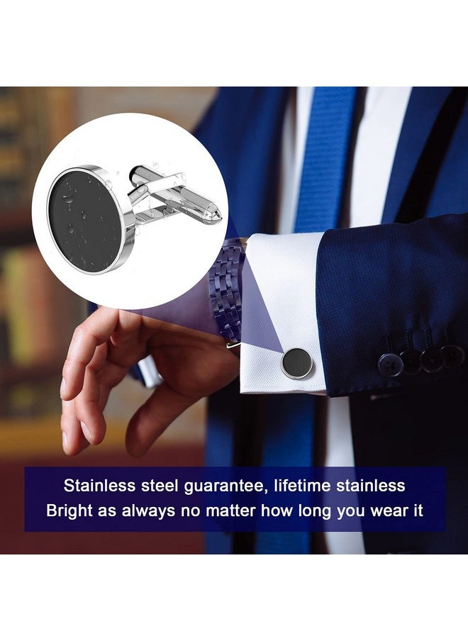 UHIBROS - Cufflinks For Men, 316L Stainless Steel Tuxedo Shirt Cuff Links Accessories, Unique Business Groom Wedding Black Silver Gold Jewelry For Son, Father, Husband, Boyfriend - Image 1