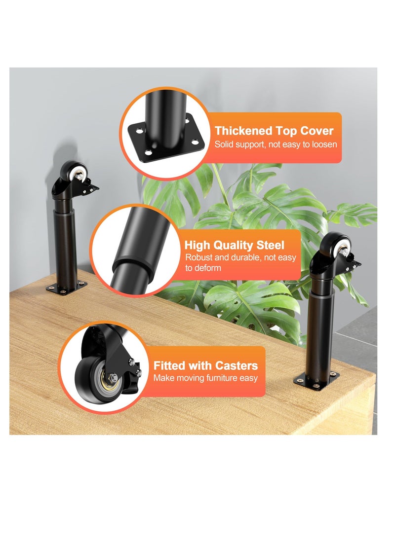Metal Adjustable Furniture Legs, 7-12 Inch Foot Legs, with 2.36 inch Swivel Caster Wheels, Heavy Duty Replacement Support Legs, , for Cabinet/Sofa/Bed/Dresser/Couch/Coffee Table (4 Pcs) - Image 5