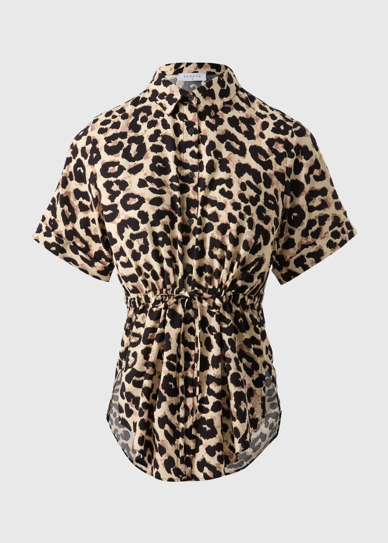 Matalan Brown Leopard Print Tie Waist Longline Shirt