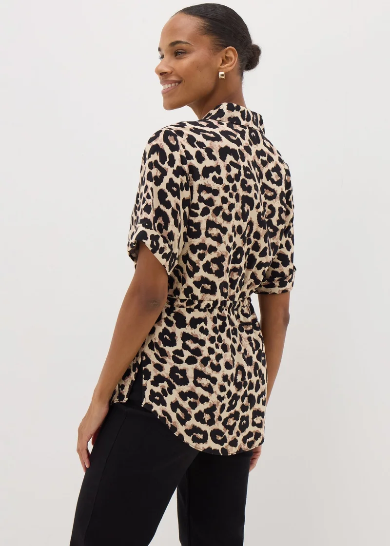Matalan Brown Leopard Print Tie Waist Longline Shirt