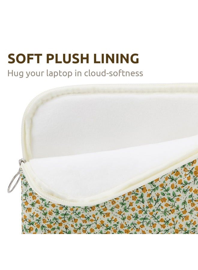 BBIQI Puffy Laptop Sleeve 13-15.6 Inch Cute Quilted Laptop Protective Case Padded Floral Computer Sleeve for MacBook (B-Yellow, 13 Inch) - Image 4