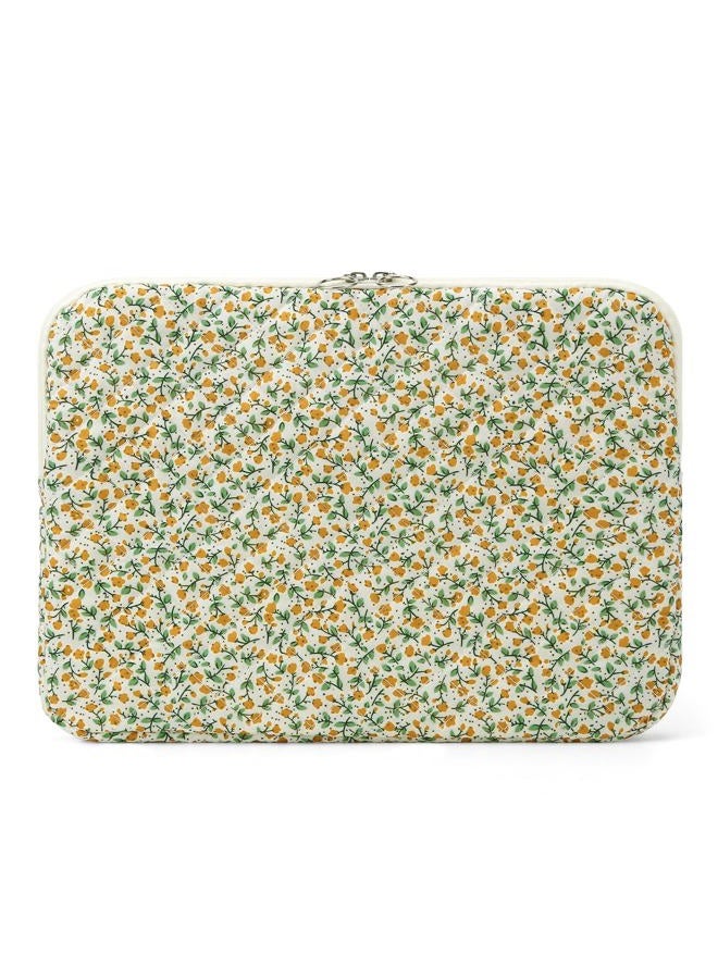 BBIQI Puffy Laptop Sleeve 13-15.6 Inch Cute Quilted Laptop Protective Case Padded Floral Computer Sleeve for MacBook (B-Yellow, 13 Inch) - Image 1