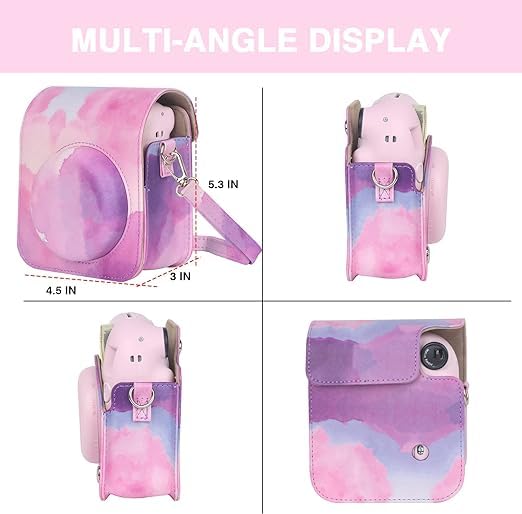ZENKO Camera Case Compatible with Fujiifilm Instaax Mini 12 Instant Camera, PU Leather Mini 12 Carry Bag - Dreamy Cloud - Image 3