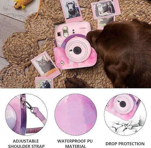 ZENKO Camera Case Compatible with Fujiifilm Instaax Mini 12 Instant Camera, PU Leather Mini 12 Carry Bag - Dreamy Cloud - Image 2