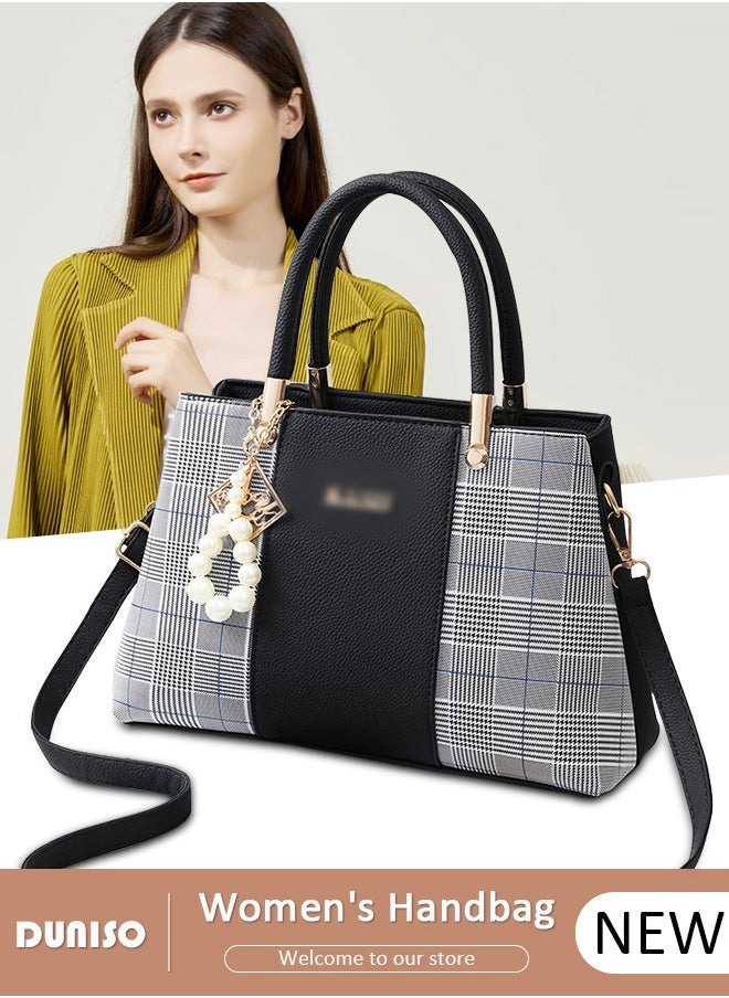 DUNISO - Women's Fashion Handbag Faux Leather Crossbody Bag For Women Large Capacity Bow Trim Tote Bags Top Handle Satchel Fashionable Travel Shoulder Bag For Ladies - Image 1