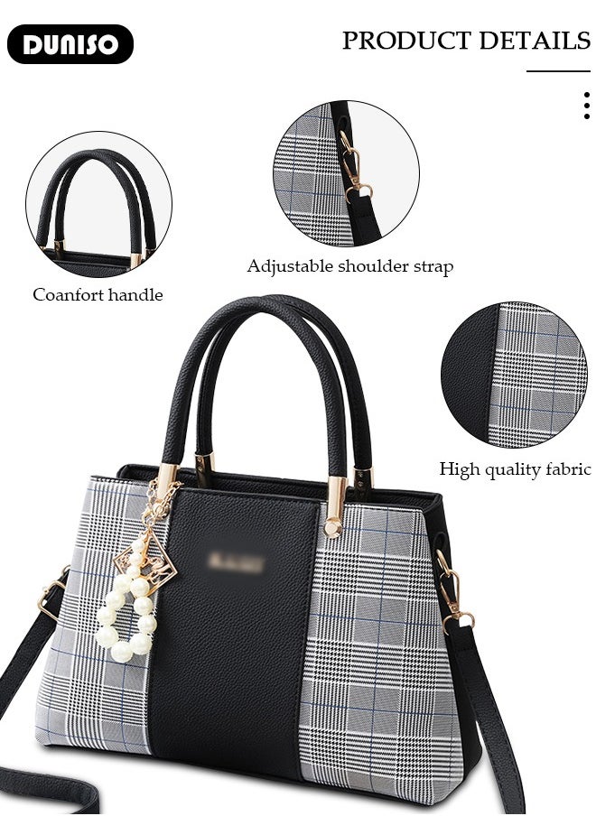 DUNISO - Women's Fashion Handbag Faux Leather Crossbody Bag For Women Large Capacity Bow Trim Tote Bags Top Handle Satchel Fashionable Travel Shoulder Bag For Ladies - Image 1