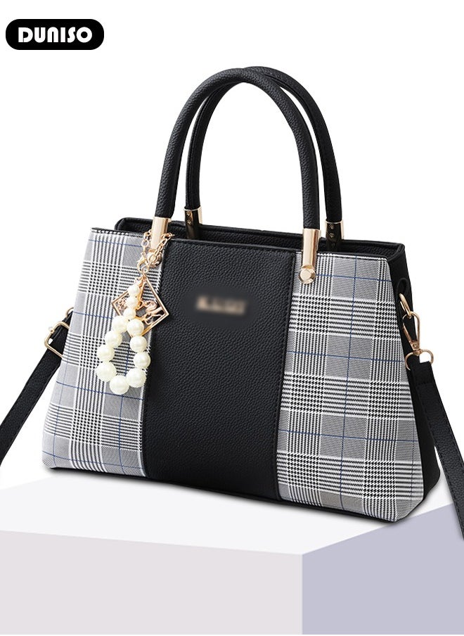 DUNISO - Women's Fashion Handbag Faux Leather Crossbody Bag For Women Large Capacity Bow Trim Tote Bags Top Handle Satchel Fashionable Travel Shoulder Bag For Ladies - Image 1