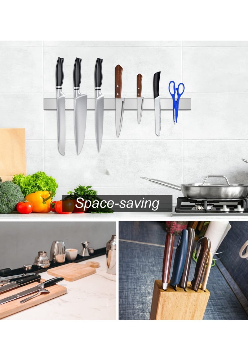 Excefore حامل سكين مغناطيسي بطول 40 سم للجدار، استخدام متعدد الأغراض كحامل سكين، شريط سكين مغناطيسي، استخدام كحامل سكين، رف سكين، شريط سكين - Image 5