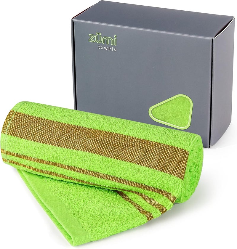 ZUMI MINI 100% Cotton Camping Travel Towel - Small, Ultralight, Fast Drying, Highly Absorbent, Soft and Gentle on The Skin, Safe for The Planet (28" x 13" Green) - Image 1