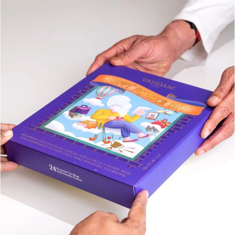 Vahdam شاي فاذام ليوم الأب (4 نكهات - 24 كيس شاي) مجموعة هدايا متنوعة من الشاي الأسود والأخضر وشاي المسالا - Image 4