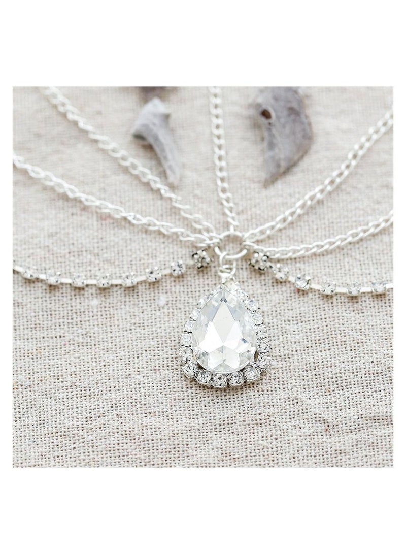 إسكدنيا سلسلة رأس ، عصابات إكسسوارات خوذة الزفاف عتيقة بأحجار الراين الكريستالية عصابة لحفلات وحفلات التخرج والسهرات شعر للفتيات والنساء فضي - Image 4