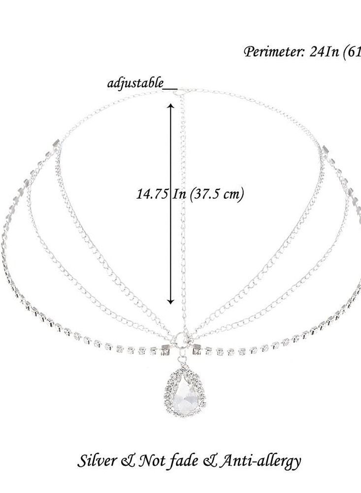 إسكدنيا سلسلة رأس ، عصابات إكسسوارات خوذة الزفاف عتيقة بأحجار الراين الكريستالية عصابة لحفلات وحفلات التخرج والسهرات شعر للفتيات والنساء فضي - Image 5