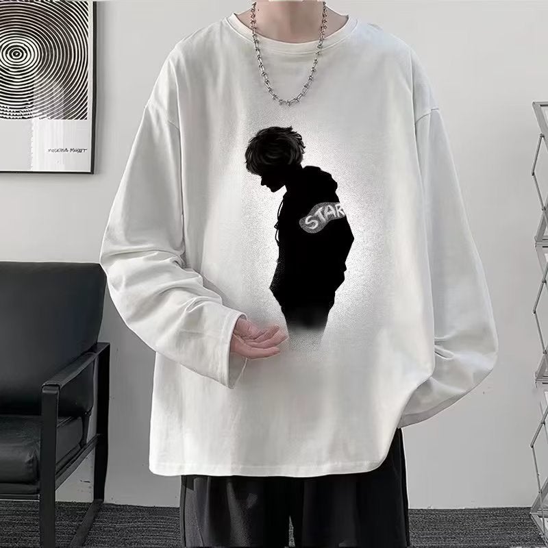 Hong Kong Style Hip Hop Long Sleeve T-Shirt Men'S Pure Cotton Inner Base Shirt Trendy Brand Teenager T-Shirt - Image 3