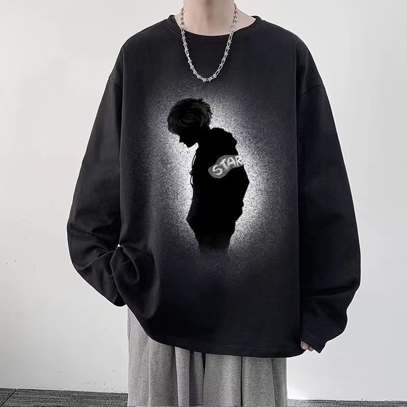 Hong Kong Style Hip Hop Long Sleeve T-Shirt Men'S Pure Cotton Inner Base Shirt Trendy Brand Teenager T-Shirt - Image 2