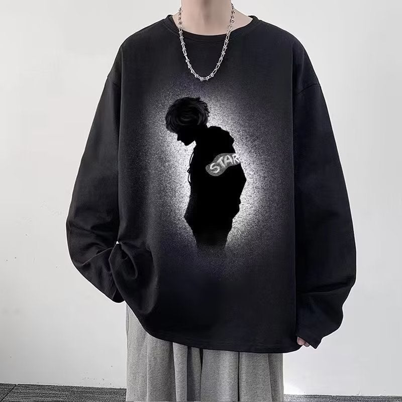 Hong Kong Style Hip Hop Long Sleeve T-Shirt Men'S Pure Cotton Inner Base Shirt Trendy Brand Teenager T-Shirt - Image 5
