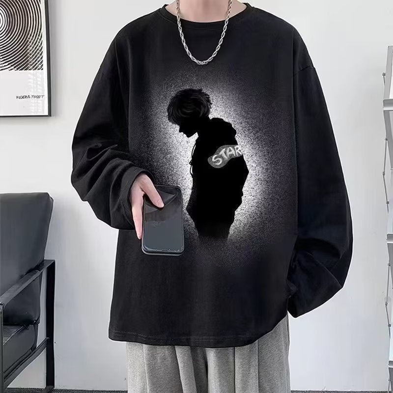 Hong Kong Style Hip Hop Long Sleeve T-Shirt Men'S Pure Cotton Inner Base Shirt Trendy Brand Teenager T-Shirt - Image 4