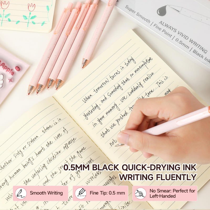 RIANCY Cute Pink Pens Black Ink 25PCS Retractable Gel Pens Writing Extra Fine Point 0.5mm Gift for Women Journaling Teachers Stationery Office School - Image 2