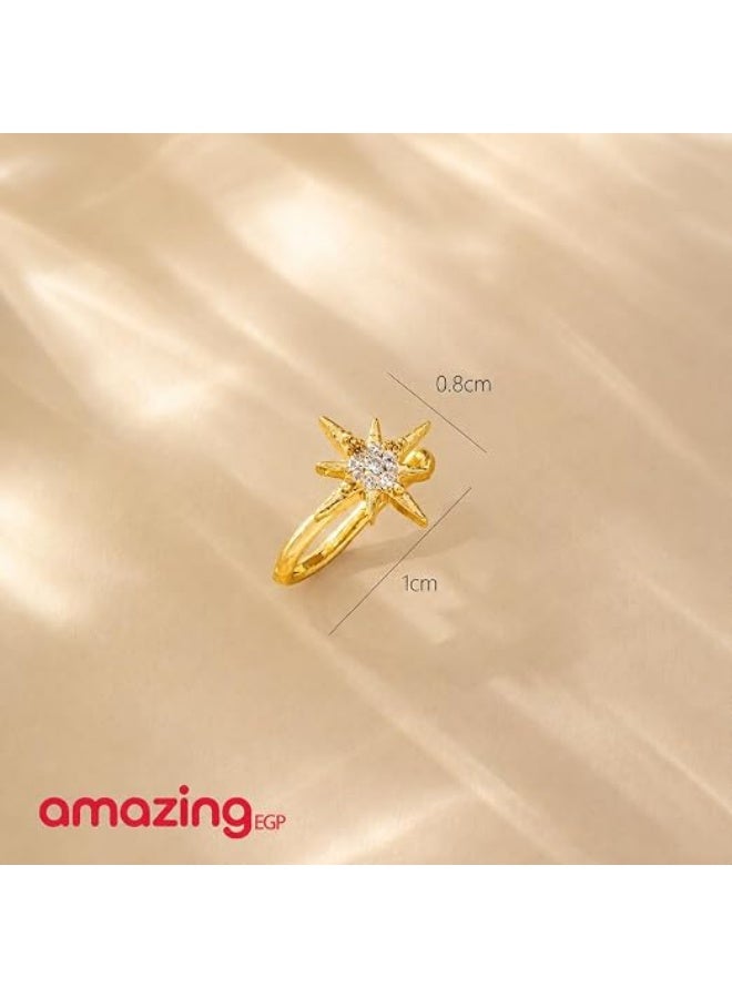 أمازينج. إي جي بي AmazingEGP | حلقة أنف بمشبك، مصنوعة من الفولاذ المقاوم للصدأ 316L، فضية اللون، بتصميم على شكل حرف U مرصع بالزركونيا المكعبة، مضادة للحساسية، لا تتطلب ثقب الأنف، مناسبة للجنسين - Image 1