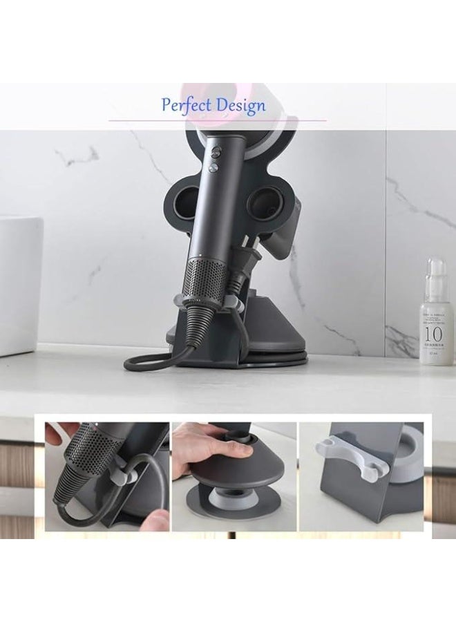 Hair Dryer Holder Stand for Dyson Supersonic Hairdryer, Aluminum Alloy Stand Power Plug Holder, Bathroom Organizer for Dyson Hair Dryer Care Tools(black） - Image 3