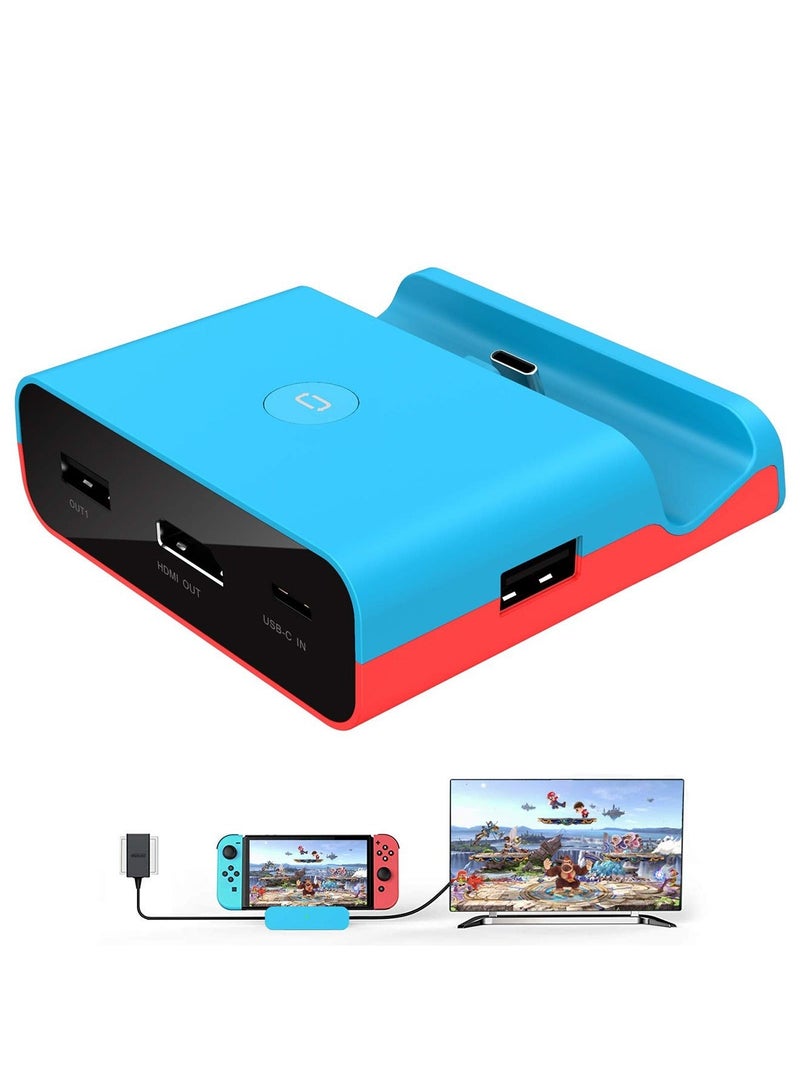كابتن تيك Docking Station for Nintendo Switch, Charging Dock 4K HDMI TV Adapter Charger Set Good Replacement Compatible with Nintendo Switch Dock (Blue) - Image 1