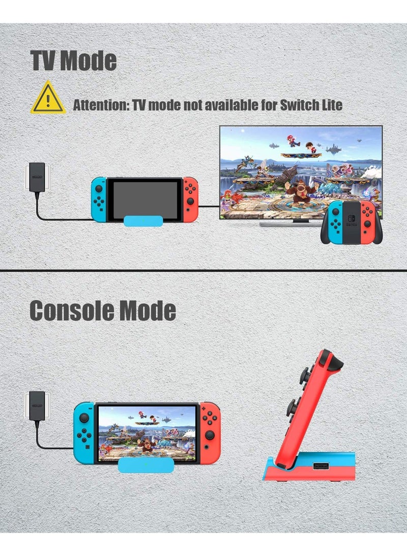 كابتن تيك Docking Station for Nintendo Switch, Charging Dock 4K HDMI TV Adapter Charger Set Good Replacement Compatible with Nintendo Switch Dock (Blue) - Image 2