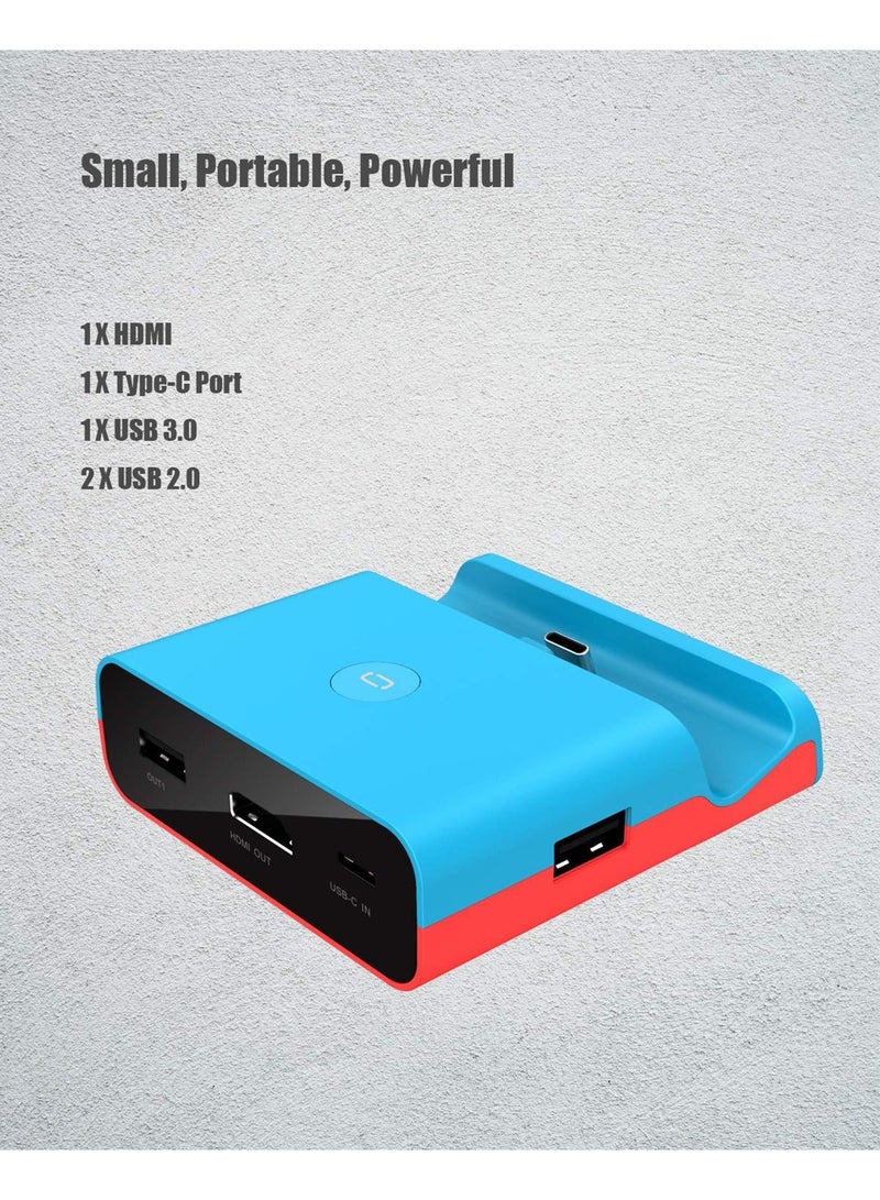 كابتن تيك Docking Station for Nintendo Switch, Charging Dock 4K HDMI TV Adapter Charger Set Good Replacement Compatible with Nintendo Switch Dock (Blue) - Image 3