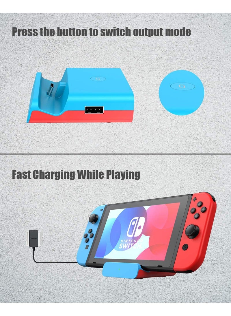 كابتن تيك Docking Station for Nintendo Switch, Charging Dock 4K HDMI TV Adapter Charger Set Good Replacement Compatible with Nintendo Switch Dock (Blue) - Image 4