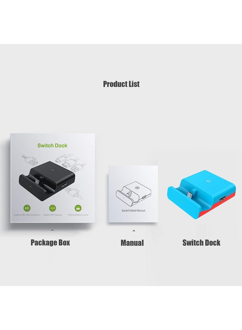 كابتن تيك Docking Station for Nintendo Switch, Charging Dock 4K HDMI TV Adapter Charger Set Good Replacement Compatible with Nintendo Switch Dock (Blue) - Image 5