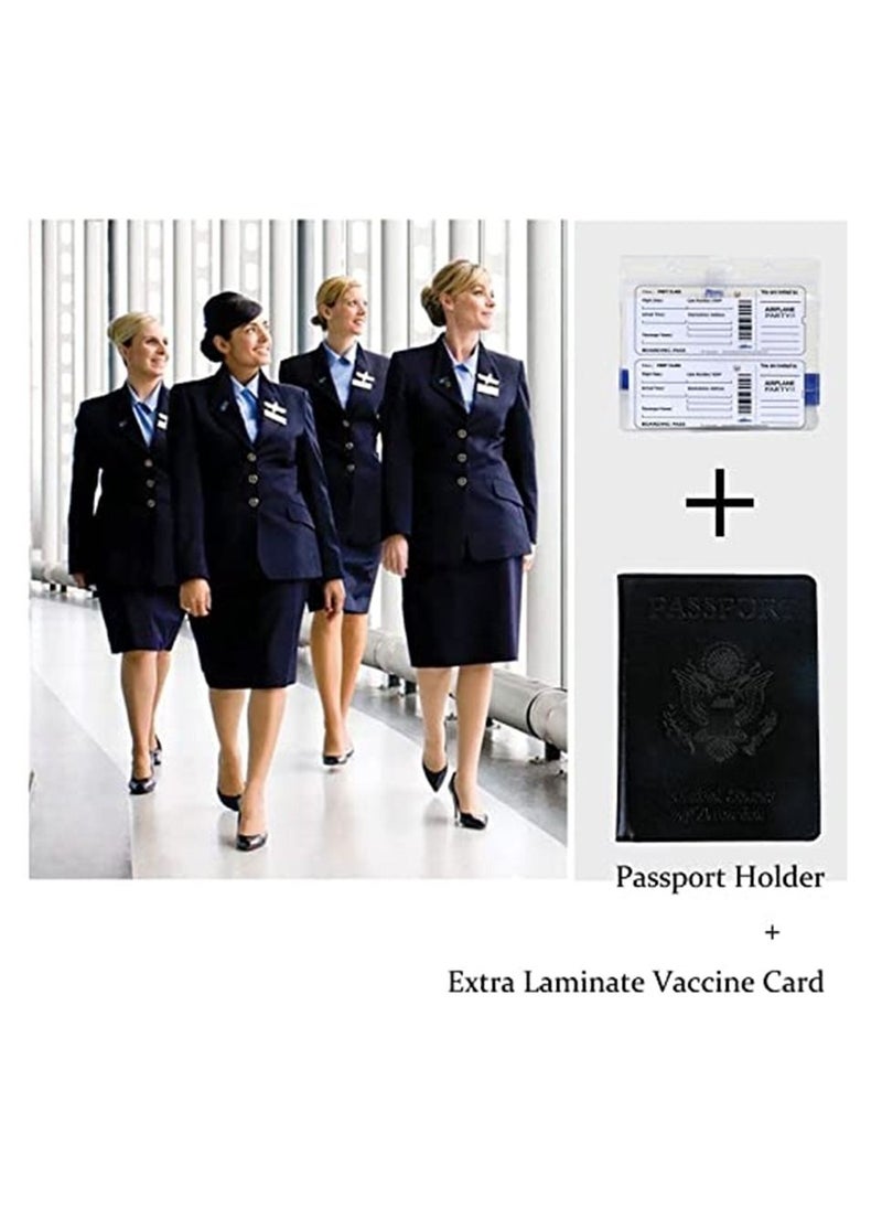 2 Pack Passport and Vaccine Card Holder Combo (Black, Pink)