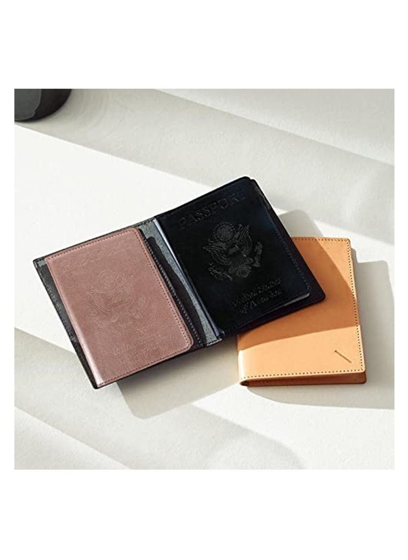 2 Pack Passport and Vaccine Card Holder Combo (Black, Pink)