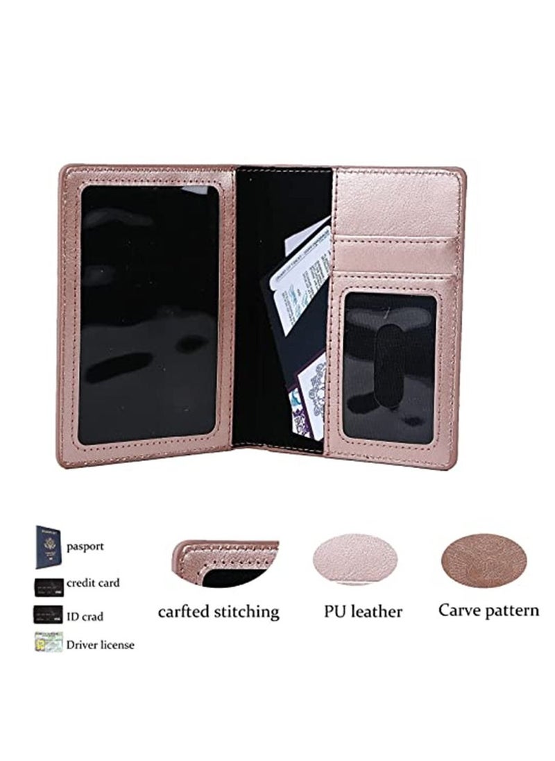 2 Pack Passport and Vaccine Card Holder Combo (Black, Pink)