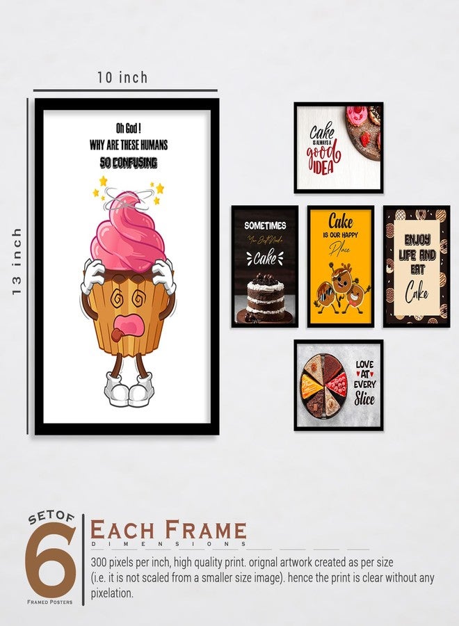 ARTELLY Engineered Wood Cake Bakery Cheesecake Quotes Wall Posters With Frame - Food Framed Posters For Cafe Lounge Restaurant Kitchen Wall Decor (Set of 8) (Black) (Medium, Kicha 3) - Image 3
