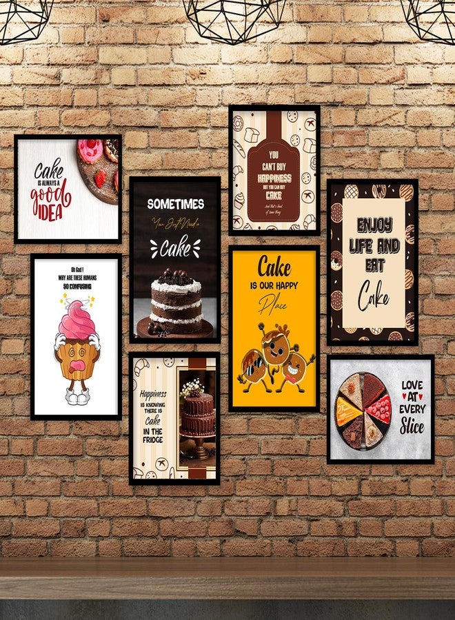 ARTELLY Engineered Wood Cake Bakery Cheesecake Quotes Wall Posters With Frame - Food Framed Posters For Cafe Lounge Restaurant Kitchen Wall Decor (Set of 8) (Black) (Medium, Kicha 3) - Image 5