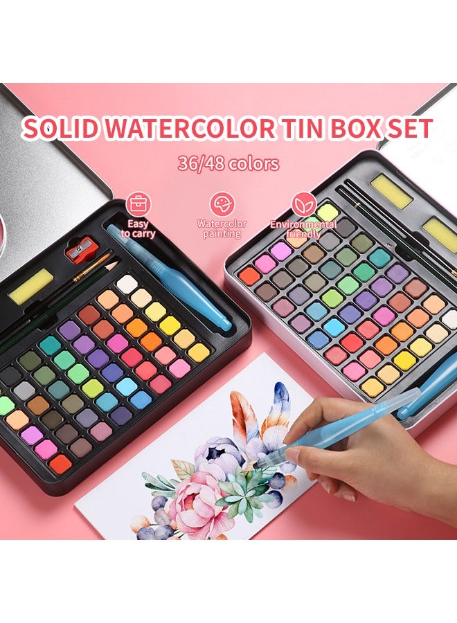 36 لونًا من ألوان مائية صلبة، مجموعة ألوان مائية محمولة، ألوان عالية التشبع، مناسبة لطلاب الفن والمبتدئين والفنانين - Image 2