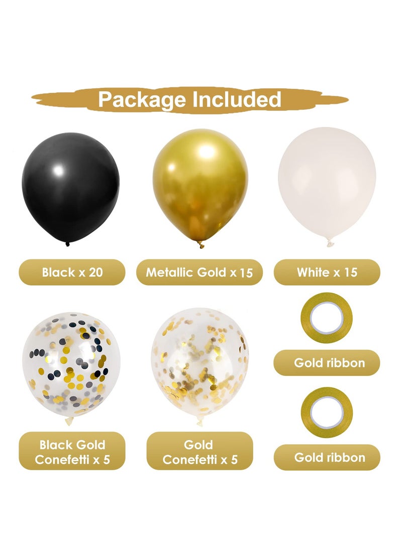 Generic - 62Pcs Black Gold Balloon Kit,12Inch Black Gold White Party Balloon Set with Metallic Gold Black Confetti Balloon for Birthday Party,Graduation,Wedding,Baby Shower,New Year Decoration,EID Mubarak Decor - Image 1
