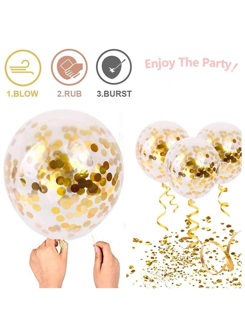 Generic - 62Pcs Black Gold Balloon Kit,12Inch Black Gold White Party Balloon Set with Metallic Gold Black Confetti Balloon for Birthday Party,Graduation,Wedding,Baby Shower,New Year Decoration,EID Mubarak Decor - Image 1