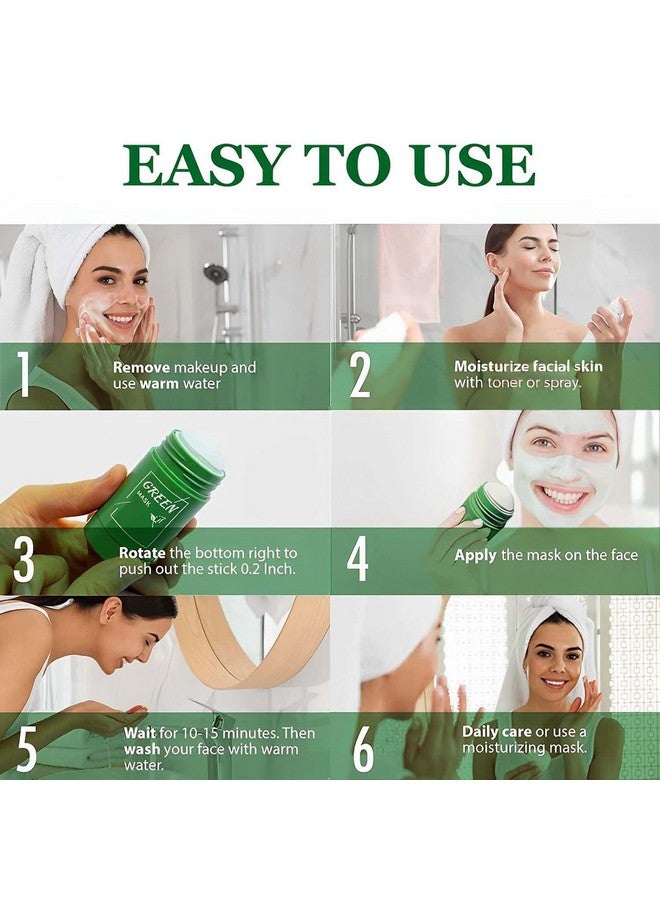 MISEDI 2 Pcs Green Tea Mask Stick for Face, Blackhead Remover with Green Tea Extract, Green Mask Stick for Face Moisturizing, Deep Pore Cleansing for All Skin Types (Green Tea Mask) - Image 5