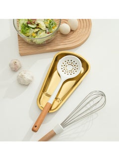 KASTWAVE 2 Pack Gold Stainless Steel Spoon Rest, Spatula Ladle Spoon Utensils Holder, Suitable for Home Kitchen and Coffee Bar Decoration (Gold）  - Image 5