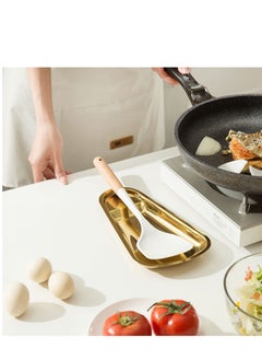 KASTWAVE 2 Pack Gold Stainless Steel Spoon Rest, Spatula Ladle Spoon Utensils Holder, Suitable for Home Kitchen and Coffee Bar Decoration (Gold）  - Image 4