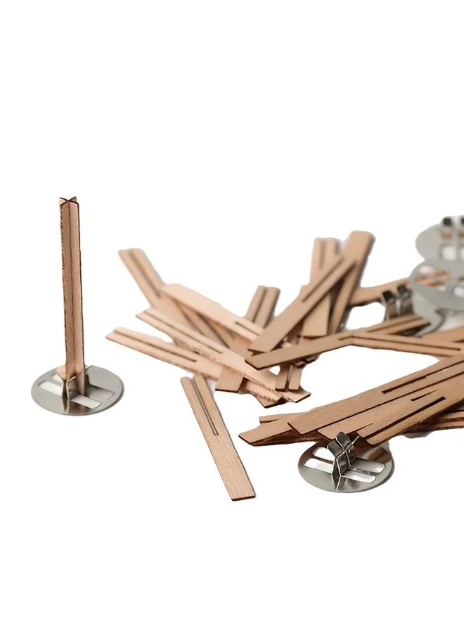Cross Shaped Wooden Wicks 6cm Natural Smokeless For DIY Candle Making 25 Sets 75 Pcs - Image 1