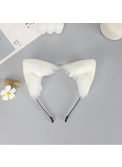 Generic Handmade Faux Fox Cat Ears Plush Headband Cosplay Accessory White 