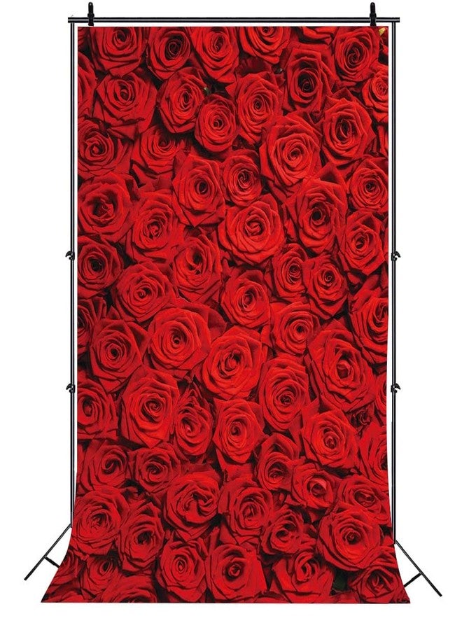 INRUI RUINI Red Rose Floral Wedding Photography Backdrop Roses Wall Lovers Girls Children Photos Backdrop 6x8FT - Image 1