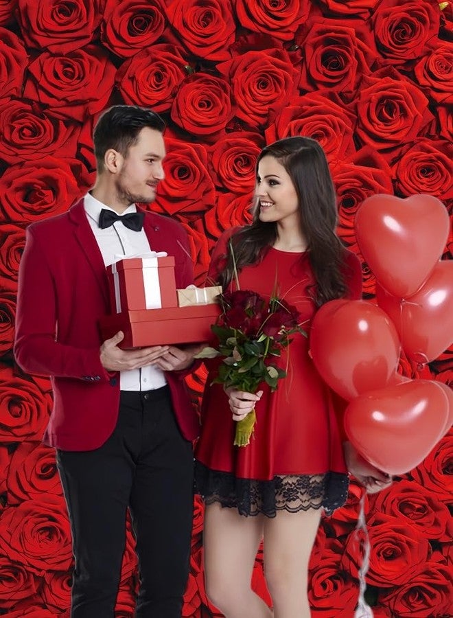 INRUI RUINI Red Rose Floral Wedding Photography Backdrop Roses Wall Lovers Girls Children Photos Backdrop 6x8FT - Image 3