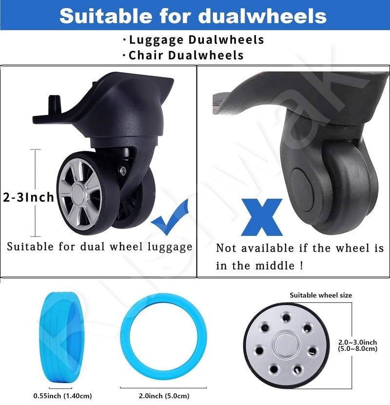 Rushwak Luggage Wheel Silicone Protector Cover 8PCS Trolley Wheel Cover Silicone Shock Absorption Wheel Cover for Trolley Bag Suitcase Wheel Cover Silicone for Most 8 Spinner Wheel Bag/Chair (Black) - Image 2