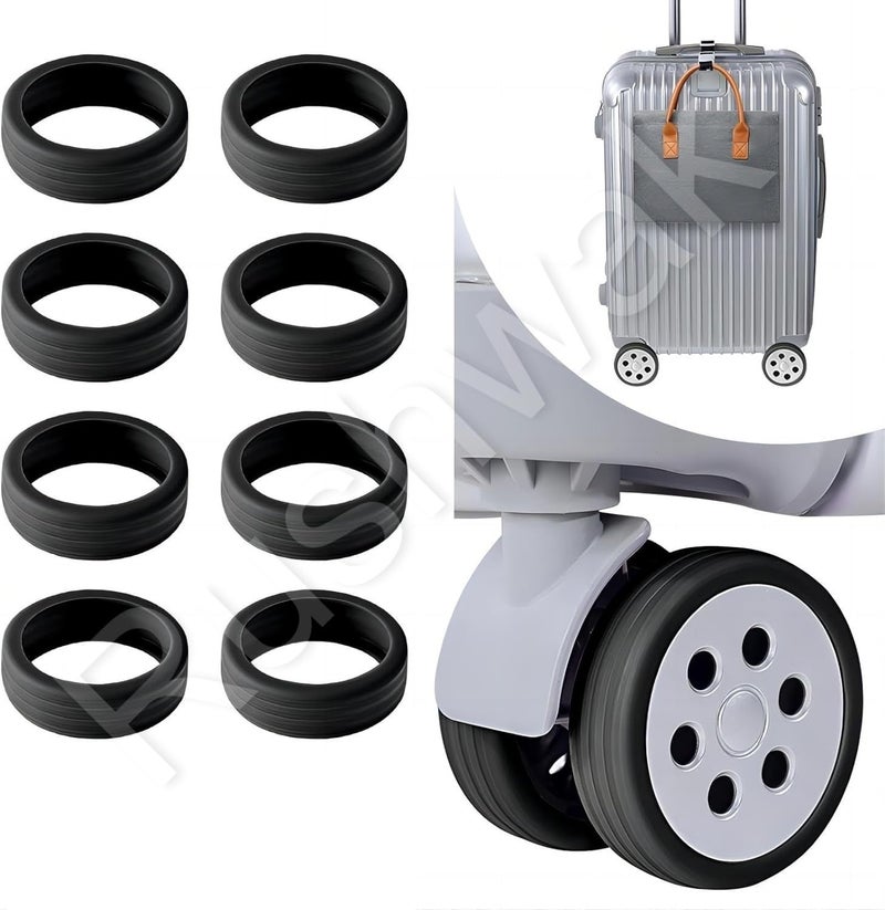 Rushwak Luggage Wheel Silicone Protector Cover 8PCS Trolley Wheel Cover Silicone Shock Absorption Wheel Cover for Trolley Bag Suitcase Wheel Cover Silicone for Most 8 Spinner Wheel Bag/Chair (Black) - Image 1