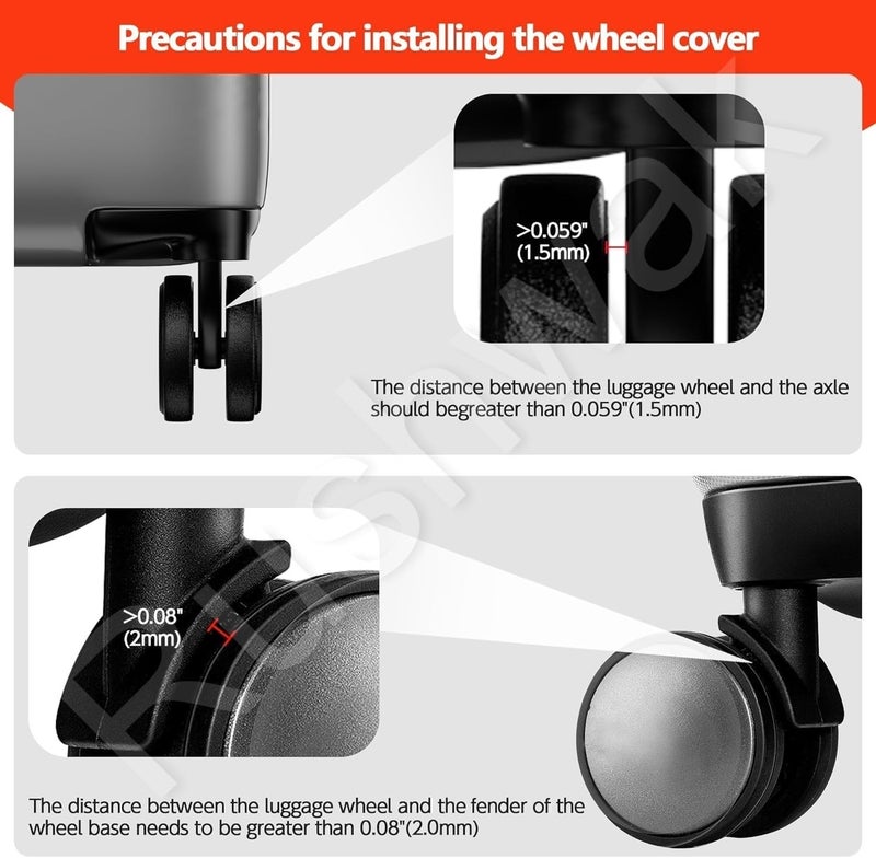 Rushwak Luggage Wheel Silicone Protector Cover 8PCS Trolley Wheel Cover Silicone Shock Absorption Wheel Cover for Trolley Bag Suitcase Wheel Cover Silicone for Most 8 Spinner Wheel Bag/Chair (Black) - Image 4