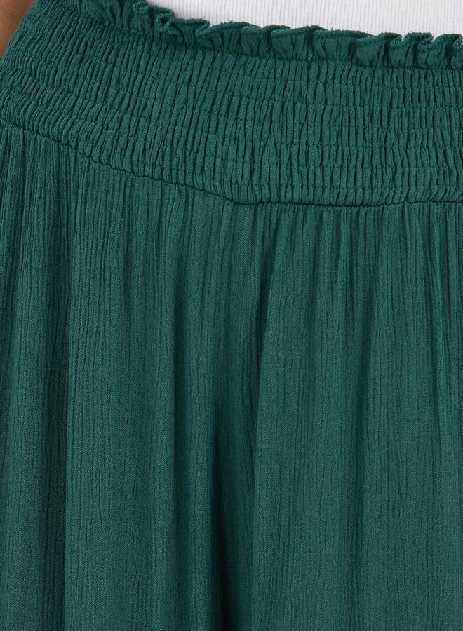Styli Styli High Rise Smocked Waistband Wide Leg Pants