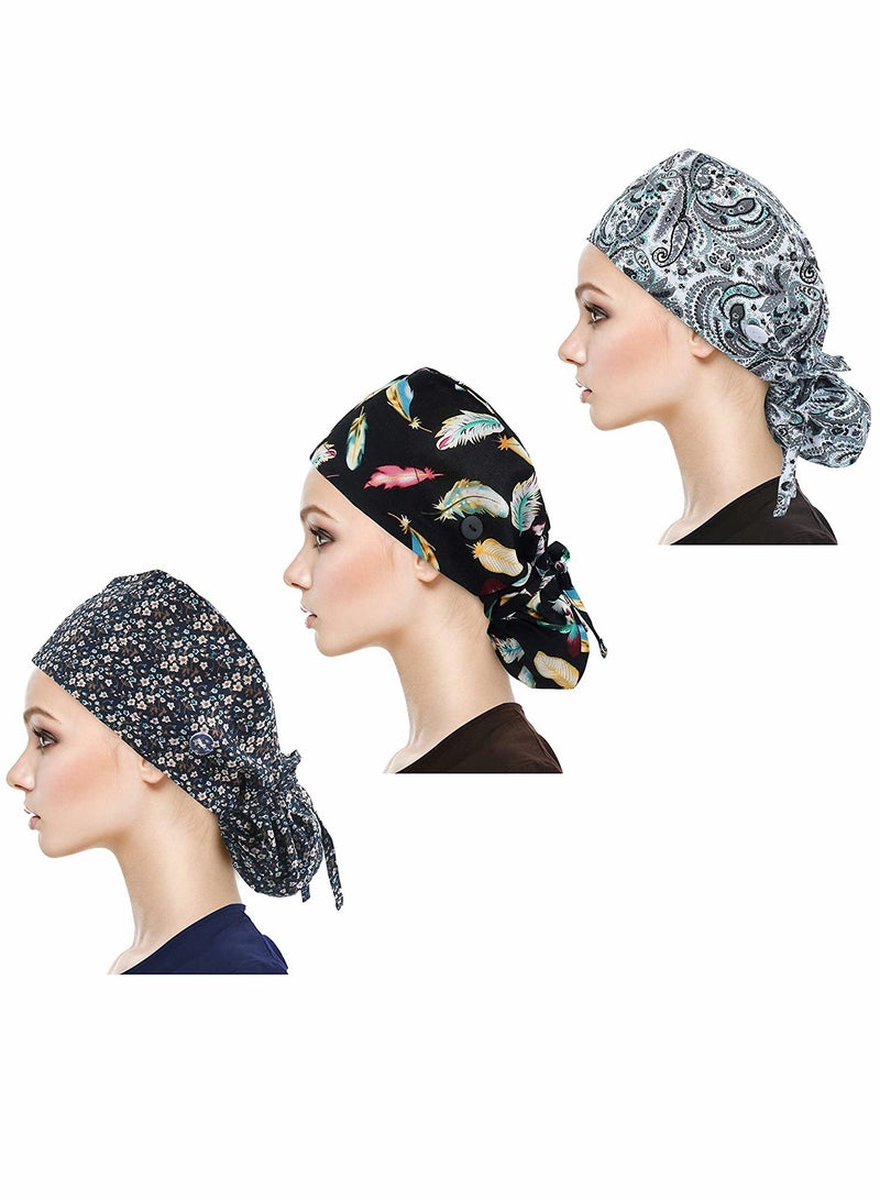 KASTWAVE Adjustable Working Cap with Button Long Hair, Sweatband Cotton Ponytail Holder, Tie Back Hats for Women & Men, One Size - Image 2